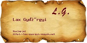 Lax Györgyi névjegykártya
